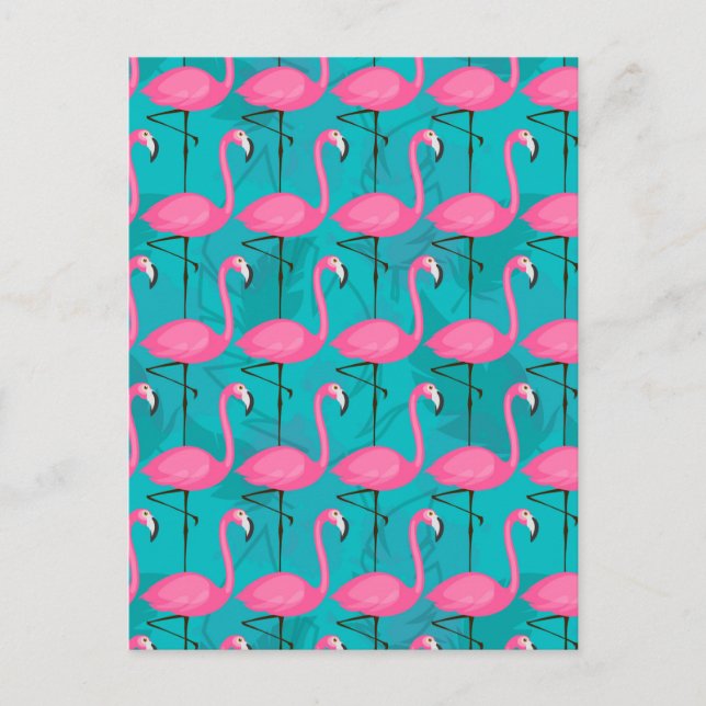 Bright Flamingo Pattern 2 Postcard (Front)