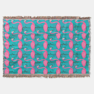 Bright Flamingo Pattern 2 Throw Blanket