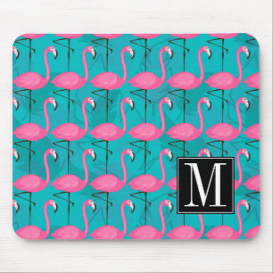 Bright Flamingo Pattern   Add Your Initial Mouse Pad