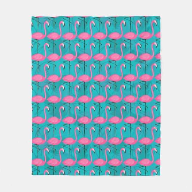 Bright Flamingo Pattern Fleece Blanket (Front)