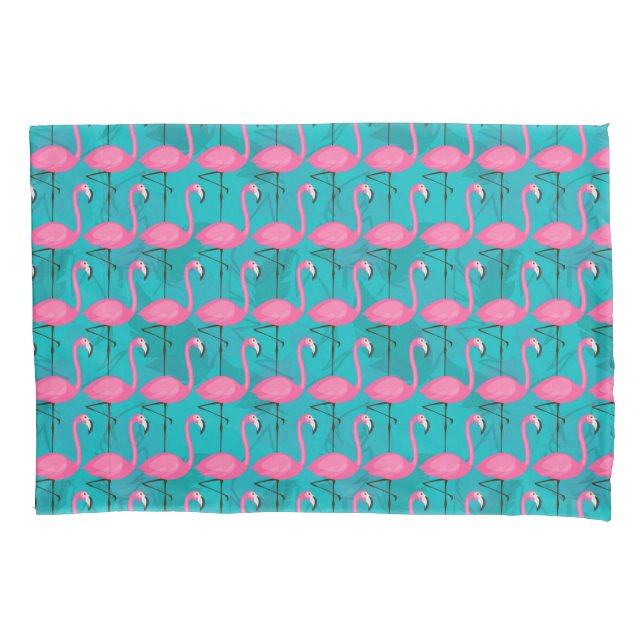 Bright Flamingo Pattern Pillowcase (Front-Left)