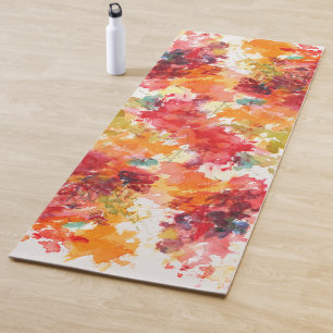 Bright Flashy Orange Fall Watercolor Painting-name Yoga Mat