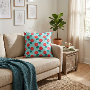 Bright Floral Abstract Throw Pillow