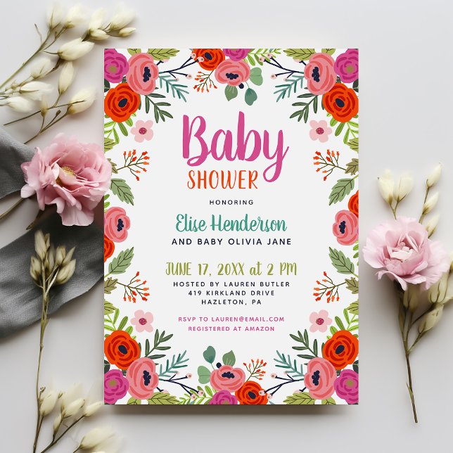 Bright Floral Baby Shower Invitation (Creator Uploaded)