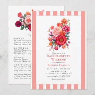 Bright Floral Bachelorette Weekend Itinerary Invitation
