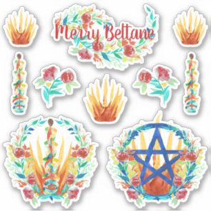 Bright Floral Beltane Fire & Maypole Pagan Kids