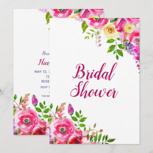 Bright Floral Bold Pink Spring Bridal Shower Invitation