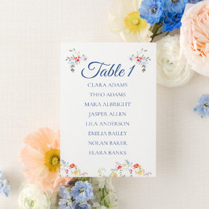 Bright Floral Border Numeric Seating Charts Table Number