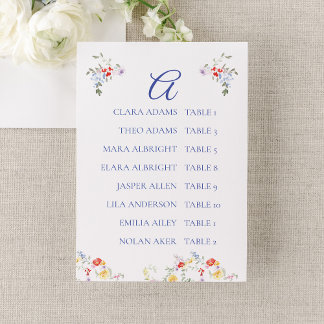Bright Floral Border Wedding Seating Charts Table Number