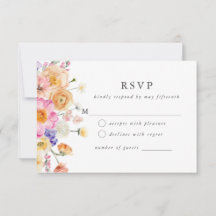 Bright Floral Botanical Modern Wedding RSVP Card