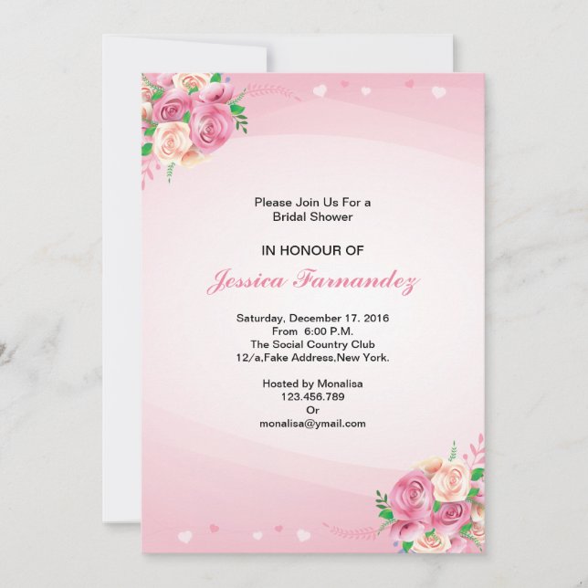 Bright floral bridal shower invitation (Front)