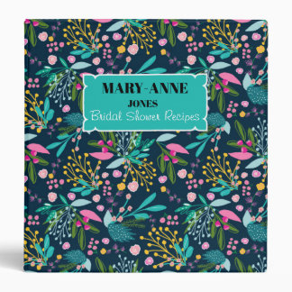 Bright Floral Bridal Shower Recipe 3 Ring Binder