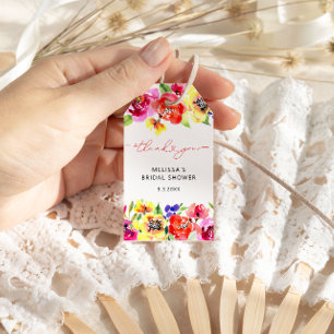 Bright Floral Bridal Shower Thank you Gift Tags