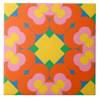 Bright Floral Burst Ceramic Tile – 6"x6"