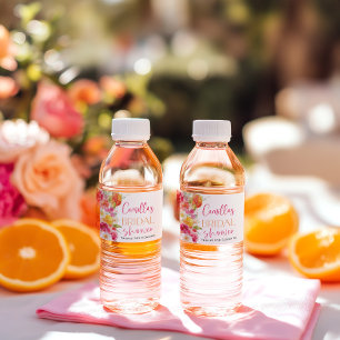 Bright Floral Citrus Bridal Shower Water Bottle Label