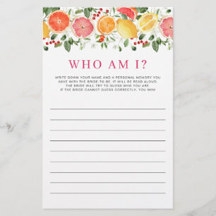 Bright Floral Citrus Slice Bridal Shower Game