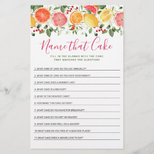 Bright Floral Citrus Slice Bridal Shower Game