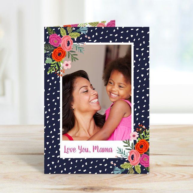 Bright Floral Custom Carte photo de la fête des mè (Créateur téléchargé)