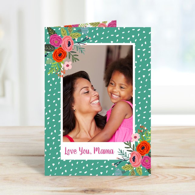 Bright Floral Custom Carte photo de la fête des mè (Créateur téléchargé)