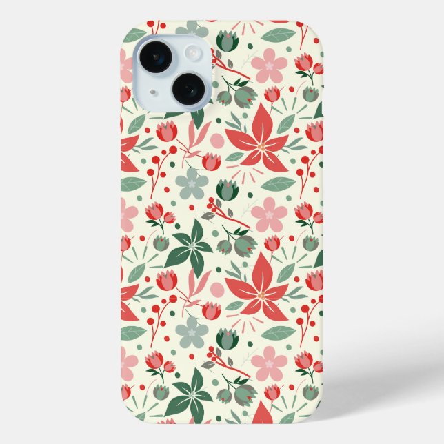 Bright Floral Design with Green Leaves and Dot Case-Mate iPhone Case (Back)