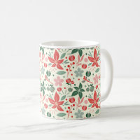 Bright Floral Design with Green Leaves and Dot
