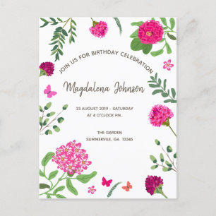 Bright floral garden Birthday invitation Postcard