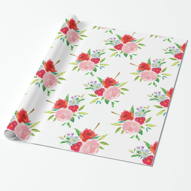 Bright Floral Gift Wrapping Paper (Unrolled)