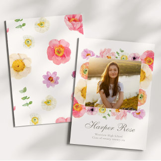 Bright Floral Graduation Annoucement Card