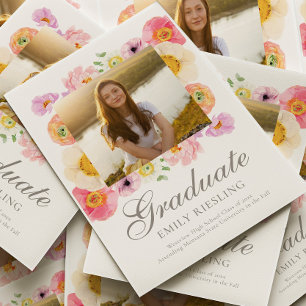 Bright Floral Graduation Annoucement Card