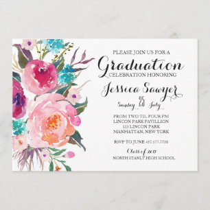 Bright Floral Graduation party Invitation