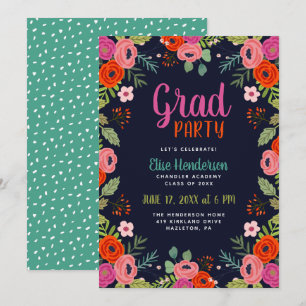 Bright Floral Graduation Party Invitation