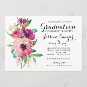Bright Floral Graduation party Invitation