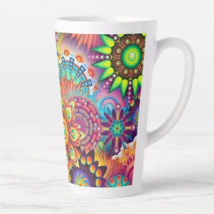 Bright floral latte mug