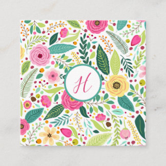 Bright Floral Monogram Enclosure Card