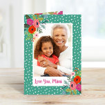Bright Floral Mother's Day Photo Card for Grandma<br><div class="desc">Affordable custom printed Mother's Day card personalized with your photo and text. This fun modern design features a bright colourful floral border and abstract dot background. Use the design tools to add more photos, edit the text with your own special message and customize the fonts and colours to create your...</div>