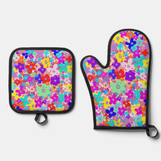 Bright Floral  Oven Mitt & Pot Holder Set