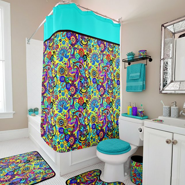 Bright floral paisley  shower curtain (Creator Uploaded)