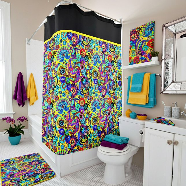 Bright floral paisley  shower curtain (Creator Uploaded)