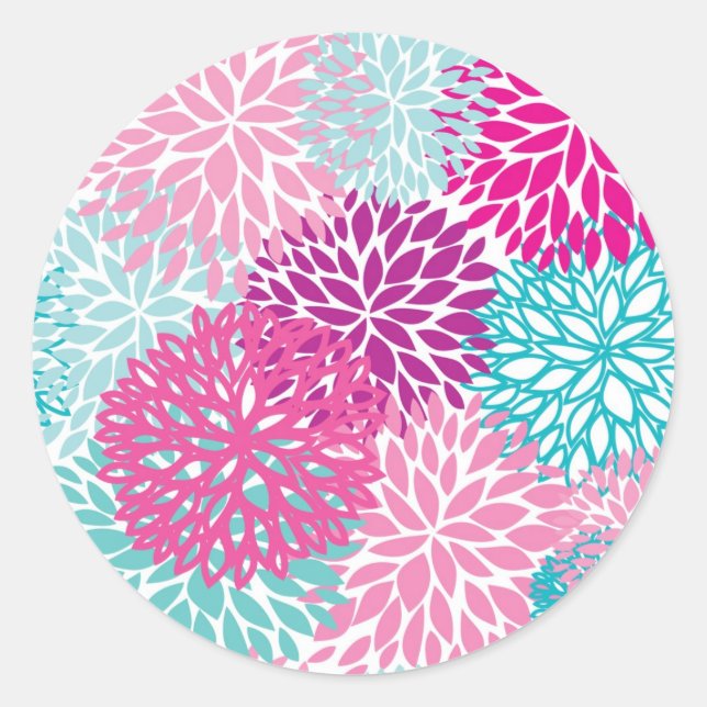 Bright Floral pattern 2 Classic Round Sticker (Front)