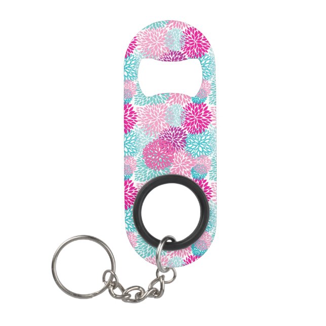 Bright Floral pattern 2 Keychain Bottle Opener (Front)