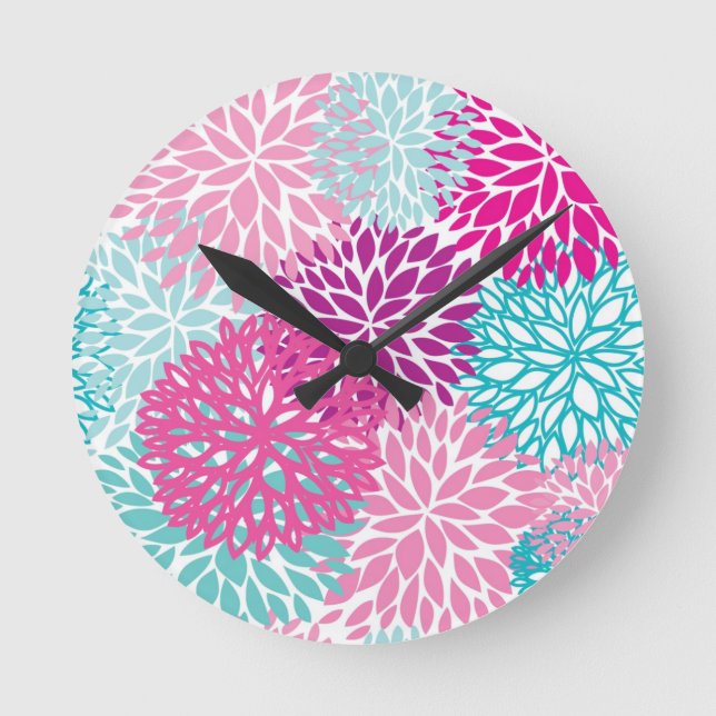 Bright Floral pattern 2 Round Clock (Front)