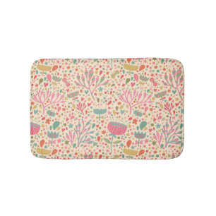Bright floral pattern bath mat