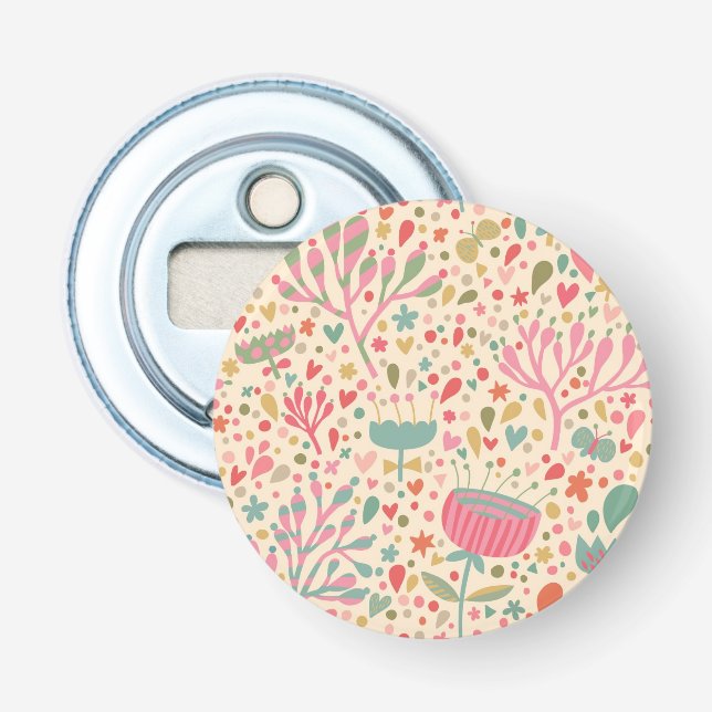 Bright floral pattern bottle opener (Front)