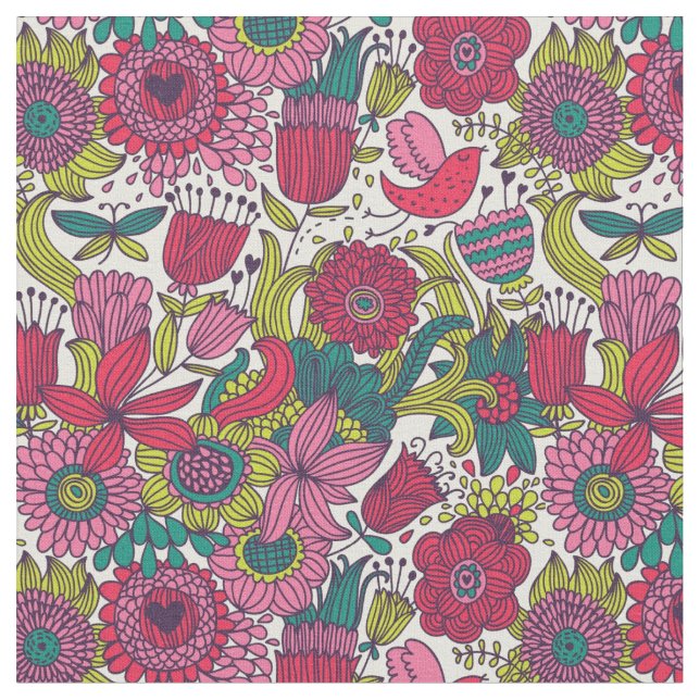 Bright floral pattern fabric (Close Up)