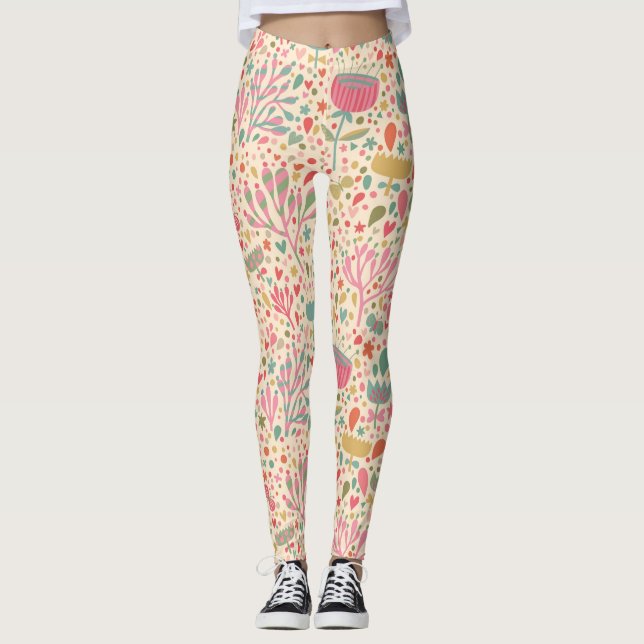 Bright floral pattern leggings (Front)