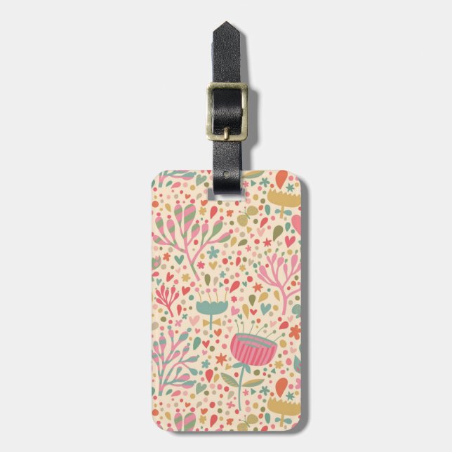 Bright floral pattern luggage tag (Front Vertical)