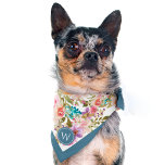 Bright Floral Pattern Monogram Bandana<br><div class="desc">Make your pet feel really special with this pretty girly floral pattern monogrammed dog bandana. Decorated with bright pink, blue and peach watercolors, this bandana will look stunning with your pet's monogram. Treat yourself to a matching "Mom and Me" scarf with your own monogrammed inital. It's the perfect gift for...</div>