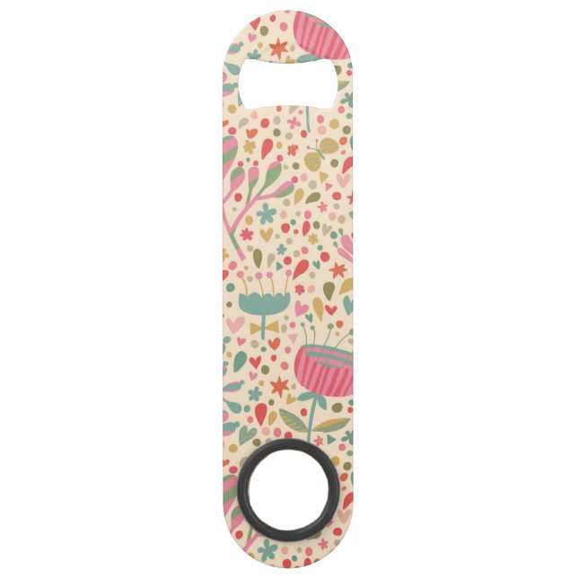 Bright floral pattern speed bottle opener (Front)