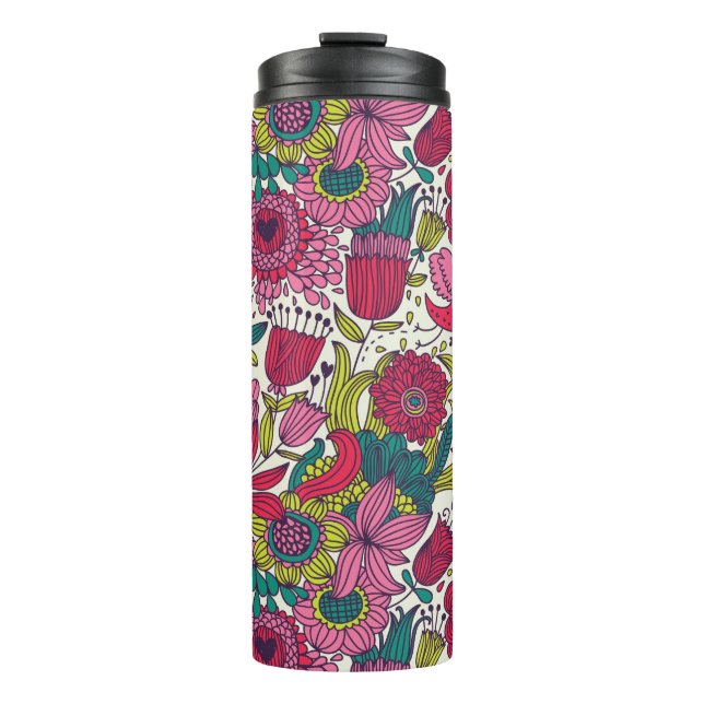 Bright floral pattern thermal tumbler (Front)