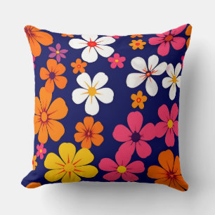 Bright Floral Pattern Throw Pillow
